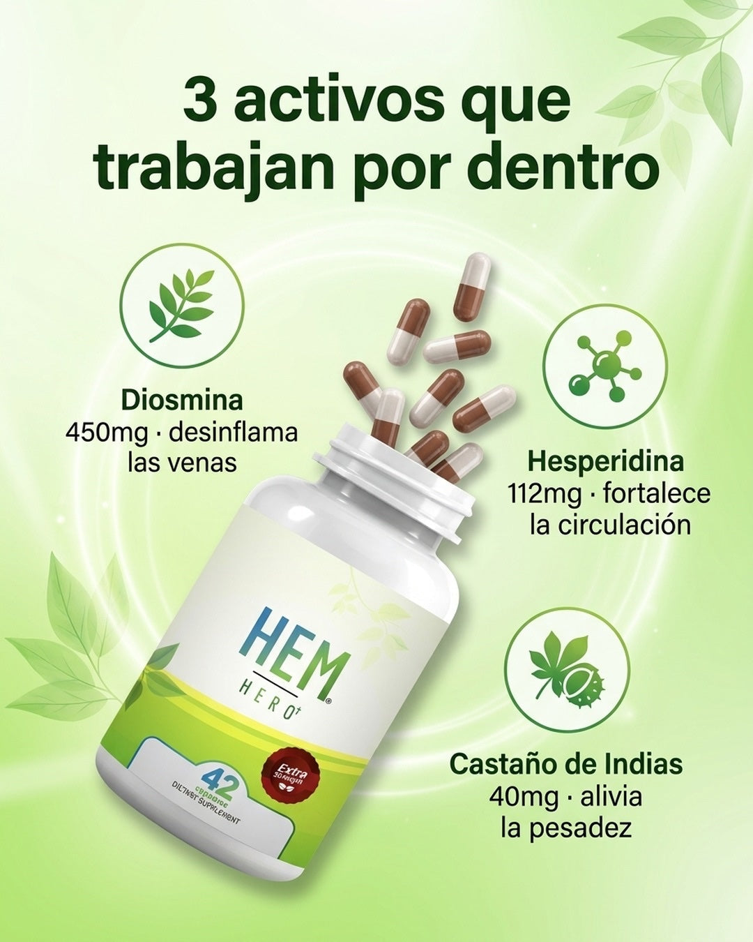 3 activos: Diosmina, Hesperidina y Castaño de Indias