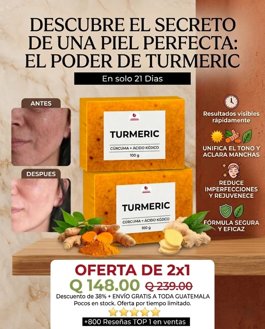Lumicurcuma TURMERIC X2 | Jabón de Cúrcuma Reduce el Acné, Atenúa las Manchas y Aclara Zonas Oscuras de todo tu Cuerpo
